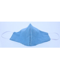 Merkloos Mondkapje wasbaar van katoen - lichtblauw Ruitjes