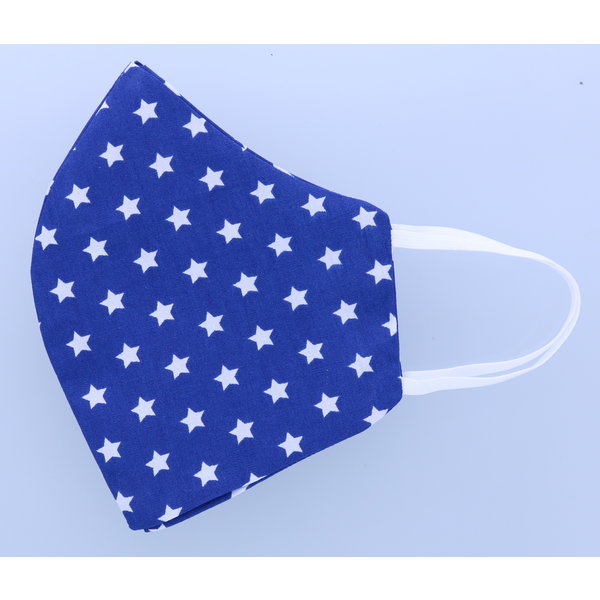 Merkloos Mondkapje wasbaar katoen - Blauw Sterretjes
