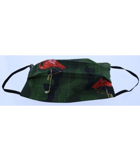 Merkloos Mondkapje wasbaar van 100% katoen - vierkanten - Groen Flamingo