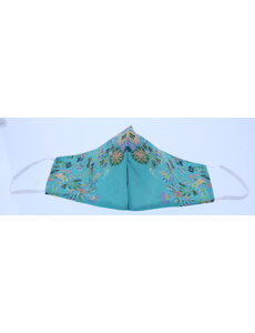 Merkloos Mondkapje wasbaar van katoen - Turquoise Bloemen