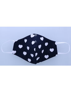 Merkloos Mondkapje wasbaar van katoen - Zwart Hartjes