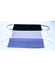 Merkloos Mondkapjes wasbaar - 2 laags herbruikbare katoen set van 3 stuks (Zwart, Wit, Blauw)