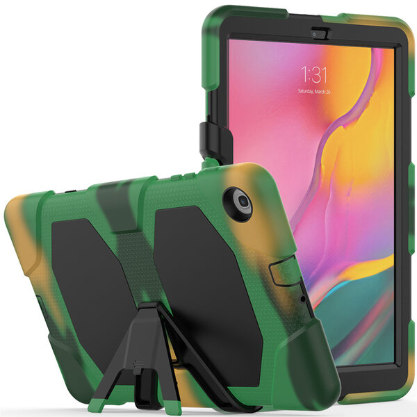 Ntech Ntech Hoes Geschikt voor Samsung Galaxy Tab A 10.1 (2019) T510 Extreme Armor Case - Camouflage Groen