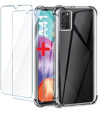 Ntech Samsung Galaxy A41 Anti Shock Hybride Case + 2x Glazen Screenprotector