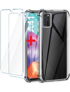 Ntech Samsung Galaxy A41 Anti Shock Hybride Case + 2x Glazen Screenprotector