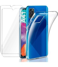 Ntech Samsung Galaxy A41 Hoesje backcover Met 2 pack glazen Screenprotector - Transparant