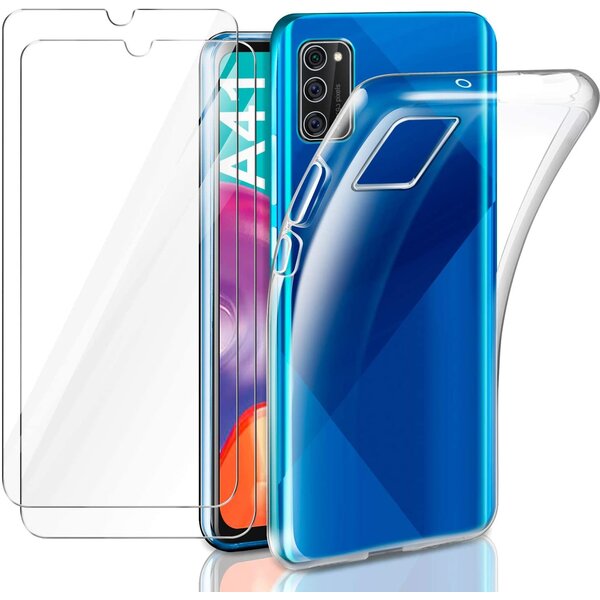 Ntech Hoesje Geschikt Voor Samsung Galaxy A41 Hoesje Back Cover Met 2 pack glazen Screenprotector - Transparant