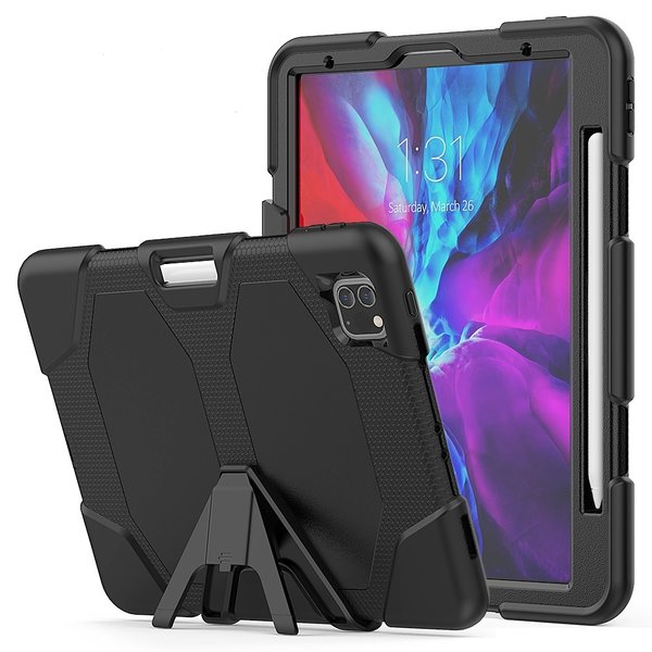 Ntech Hoes geschikt voor Apple iPad 11 Pro 2020 Extreme Armor hoes met Pencil Houder - Zwart