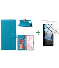 Ntech Samsung Galaxy A41 Boek hoesje + 2X Screenprotector  Blauw