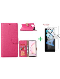 Ntech Samsung Galaxy A41 Boek hoesje + 2X Screenprotector  Pink