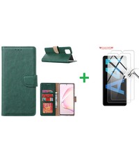 Ntech Samsung Galaxy A41 Boek hoesje + 2X Screenprotector  Groen