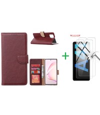 Ntech Samsung Galaxy A41 Boek hoesje + 2X Screenprotector  Bordeaux