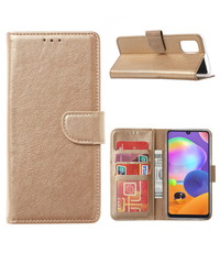 Ntech Samsung Galaxy A21S Hoesje / wallet Case Goud