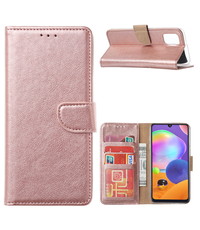 Ntech Samsung Galaxy A21S Hoesje / wallet Case Rose Goud