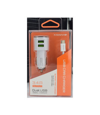 xssive Xssive Duo Car Charger Met Usb Type C Cable - 3400mah - Wit