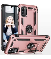 Ntech Samsung Galaxy A41 Ring Armor Hoesje - Rose Goud