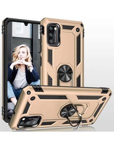 Ntech Samsung Galaxy A41 Ring Armor Hoesje - Goud