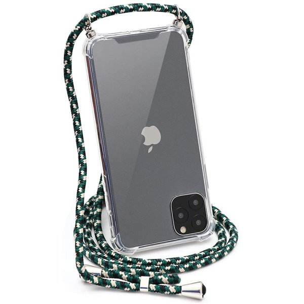 Ntech Hoesje Geschikt voor iPhone 12 Pro Backcover Hoesje met Koord Camouflage Groen