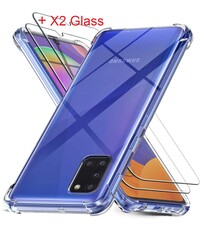 Ntech Samsung Galaxy A31 Anti Shock Hoesje - X2 Screenprotector - Clear