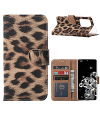 Ntech Samsung Galaxy S20 Ultra Luipaard hoesje / book case