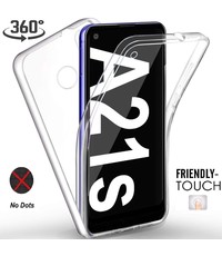 Ntech Samsung Galaxy A21S Dual TPU hoesje 360° / 2 in 1 Case ( Voor en Achter) Transparant