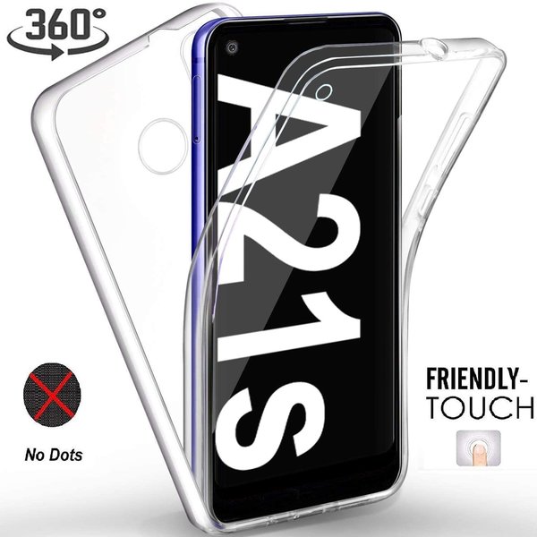 Ntech  Hoesje Geschikt Voor Samsung Galaxy A21S Dual TPU hoesje 360° / 2 in 1 Case ( Voor en Achter) Transparant