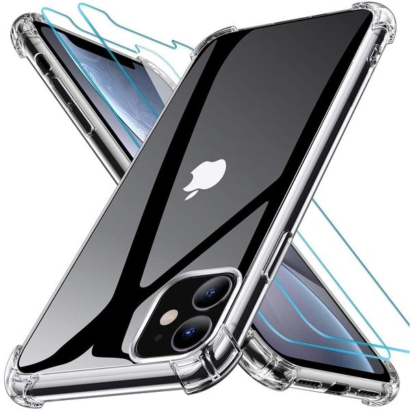 Ntech Hoesje Geschikt voor iPhone 12 Mini Backcover Hoesje shock absorberend Met 2 glass screenprotecor