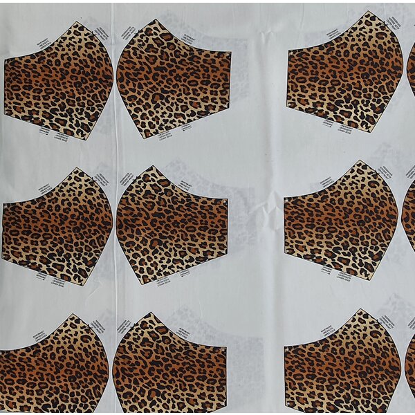 Merkloos Stof voor mondkapjes van 100% katoen | voorbedrukt paneel |12 mondkapjes om zelf te naaien - exclusieve designs - Luipaard - Bruin