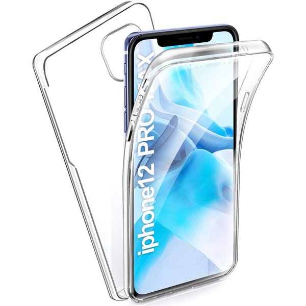 Ntech Hoesje Geschikt voor iPhone 12 Pro Max Hoesje Dual 2 in 1 Case (Voor en Achter) Transparant