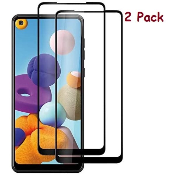 Ntech Screenprotector Geschikt voor Samsung Galaxy A21S Full Cover 2Pack Screenprotector / tempered glazen Zwart