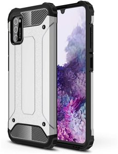 Ntech Samsung Galaxy A41 Hybride Armor Hoesje - Zilver