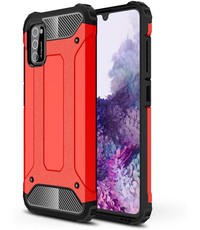 Ntech Samsung Galaxy A41 Hybride Armor Hoesje - Rood