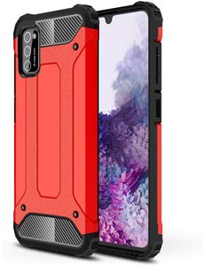 Ntech Samsung Galaxy A41 Hybride Armor Hoesje - Rood