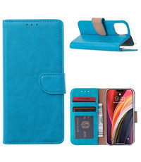 Ntech iPhone 12 Mini Hoesje met Pasjeshouder Blauw
