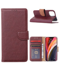 Ntech iPhone 12 Mini Hoesje met Pasjeshouder Bordeaux