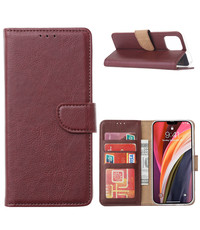 Ntech iPhone 12 / 12 Pro Hoesje Bordeaux Met Pasjeshouder