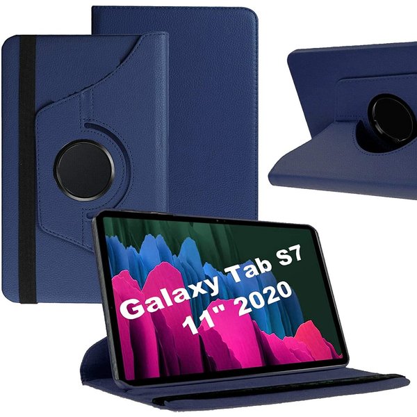 Ntech Hoes Geschikt voor Samsung Galaxy Tab S7 2020 (SM-T870 T875) 360° Draaibare Hoes Donker Blauw