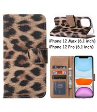 Ntech iPhone 12 / 12 Pro Boek Hoesje Luipaard print