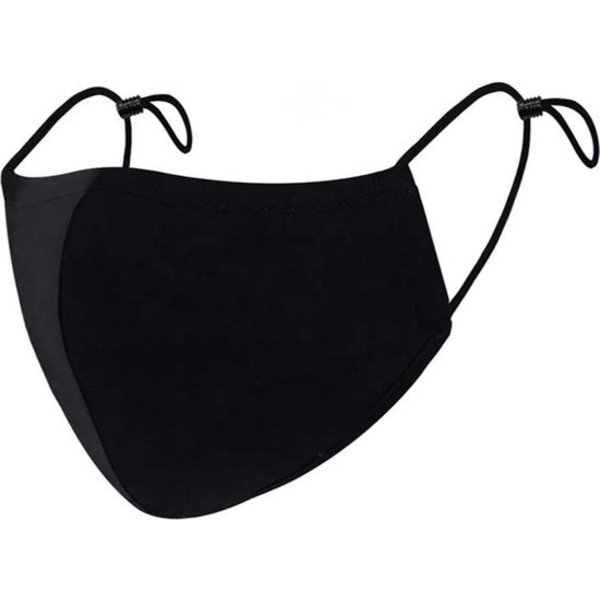 Merkloos Zwart mondkapje verstelbaar (1-pack) wasbaar - elastische face mask