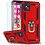 Ntech Hoesje Geschikt voor iPhone 12/12 Pro hoesje - Hardcase - Tough armor ring Rood + 2 stuks screenprotector