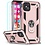 Ntech Hoesje Geschikt voor iPhone 12/12 Pro hoesje - Hardcase - Tough armor ring Rosegoud + 2 stuks screenprotector