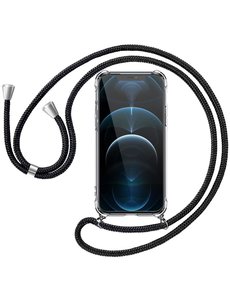 Ntech Geschikt voor iPhone 12 Pro Max backcover Hoesje met koord zwart