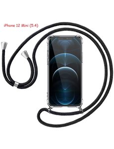 Ntech iPhone 12 Mini hoesje Backcover Hoesje met koord Zwart