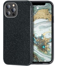 Ntech iPhone 12 / 12 Pro Hoesje Glitter TPU backcover zwart