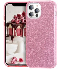 Ntech iPhone 12 / 12 Pro Hoesje Glitter TPU backcover Pink