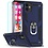 Ntech Hoesje Geschikt voor iPhone 12 Mini hoesje - Hardcase - Tough armor ring Donker Blauw + 2 stuks screenprotector