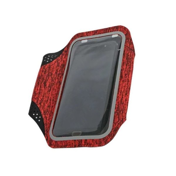 Ntech 	Sportarmband Geschikt voor Samsung Galaxy M51 Fabric/Stof - Grijs / Rood