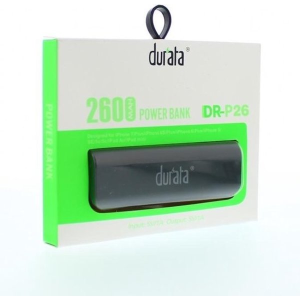 Durata Durata Powerbank 2600mAh - Externe Oplader / Nood lader / Power Bank met Lightning kabel voor Apple iPhone 5 / 5s / 5C / SE / 6 / 6s / 6 Plus / 6s Plus / 7 / 7 Plus / 8 / 8 Plus en iPod Touch 5 / 6 en iPad 3 / 4 / Air / Air 2 / Pro - Zwart