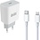 Durata Durata adapter DR-75 met PD-poort 18W 3.0A Snellader Single-poort 18W oplader + USB-C naar Lightning kabel - Power Delivery oplader - Voor Apple Geschikt voor iPhone