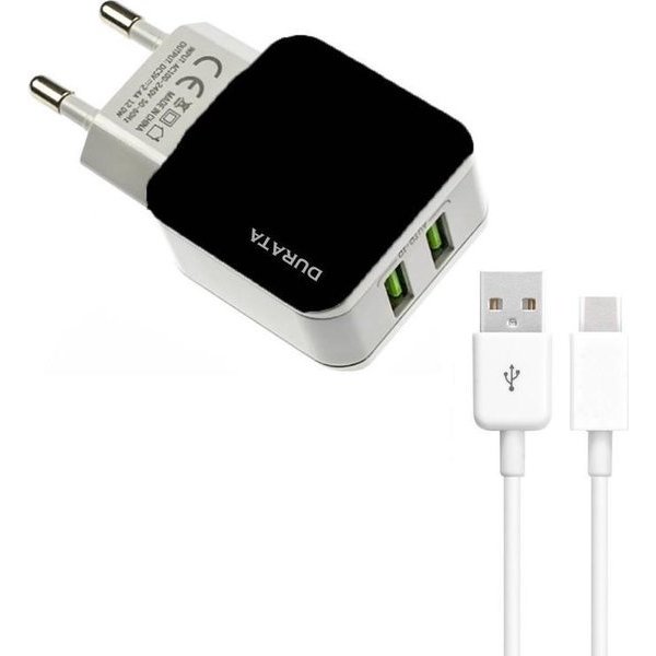 Durata Durata DR- AC885 Oplaad Stekker 2 USB Poort 2.1A oplader met 1 Type C USB Kabel Voor Geschikt voor Samsung / Geschikt voor Sony / Geschikt voor Huawei / Motorola / Oppo / OnePlus / HTC / Xiaomi / Alcatel